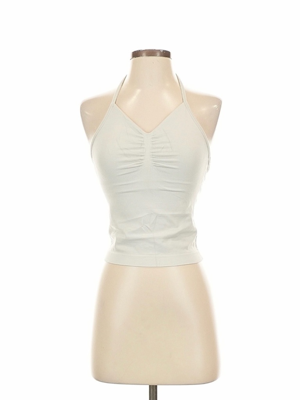Halter Ruched Front Crop Top in Off-White